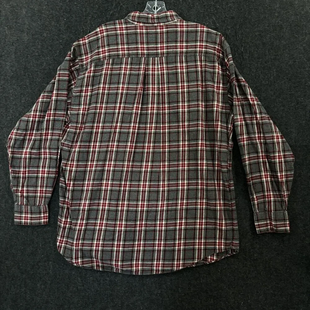 Vintage J.Crew Oarsman Shirt Men's Large Gray Red Plaid Flannel Pocket Casual